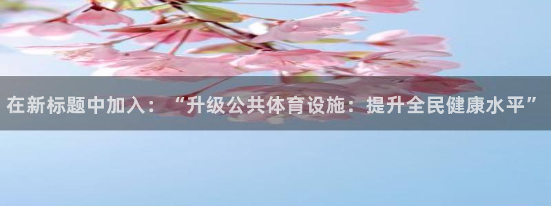 意昂5(KGAME)新能源：在新标题中加入：“升级公共体育设